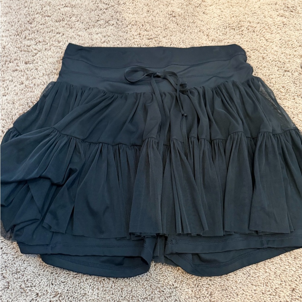 XL popflex Pirouette Skort black built in shorts silky mesh tiered skirt pockets - Picture 5 of 16